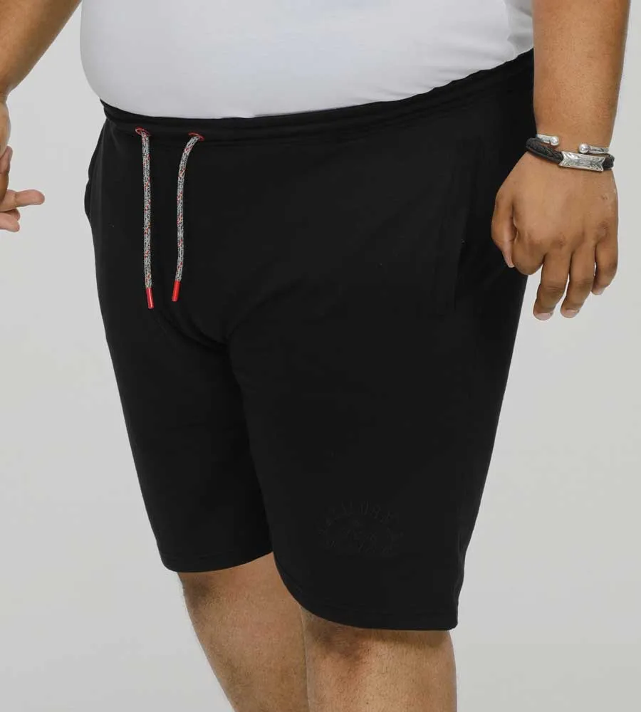 Black Big Men's Shorts with Elastic Waist and Loop Back (STEFAN 1)